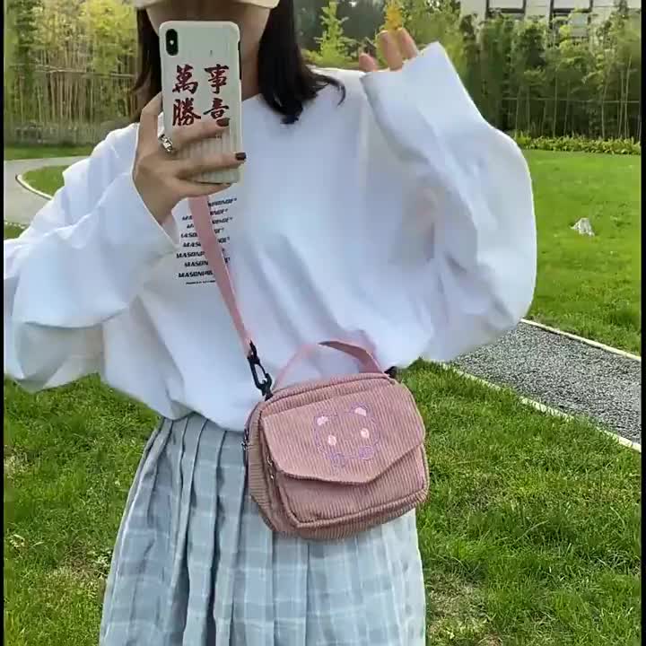 กระเป๋าสะพายข้างสาวน่ารักผ้าใบเวอร์ชั่นเกาหลีญี่ปุ่นฮาราจูกุกระเป๋าสะพายนักเรียนหญิง