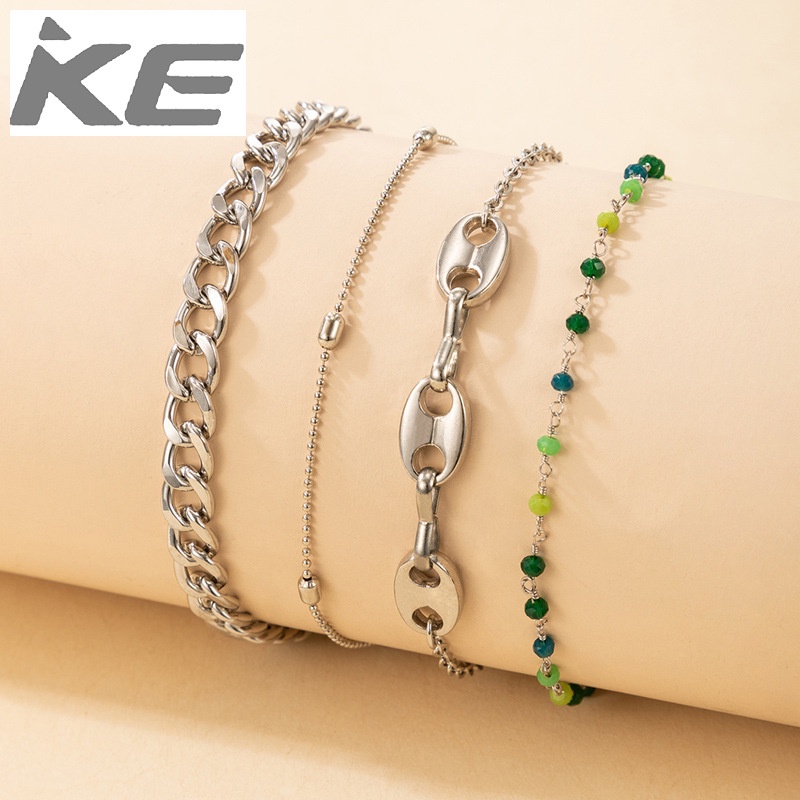 jewelry-bead-metal-chain-anklet-four-piece-anklet-splicing-simple-multi-anklet-for-girls-for-w
