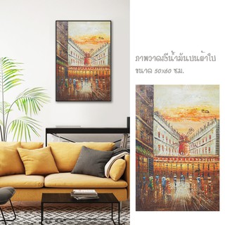 รูปภาพติดผนัง Abstact Art รูปภาพตกแต่งบ้าน ภาพวาดวิวทิวทัศน์ ภาพวาดสีน้ำมันบนผ้าใบ ภาพกังหันลมในเมือง [ขนาด 50x60 cm.]