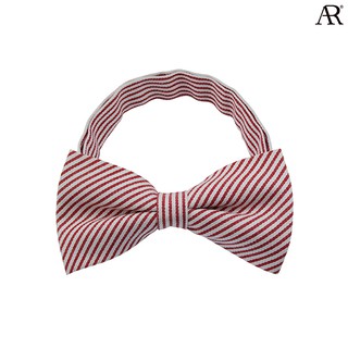 ANGELINO RUFOLO Bow Tie ผ้าไหมทอผสมคอตตอนคุณภาพเยี่ยม โบว์หูกระต่ายผู้ชาย ดีไซน์ Stripe สีแดง