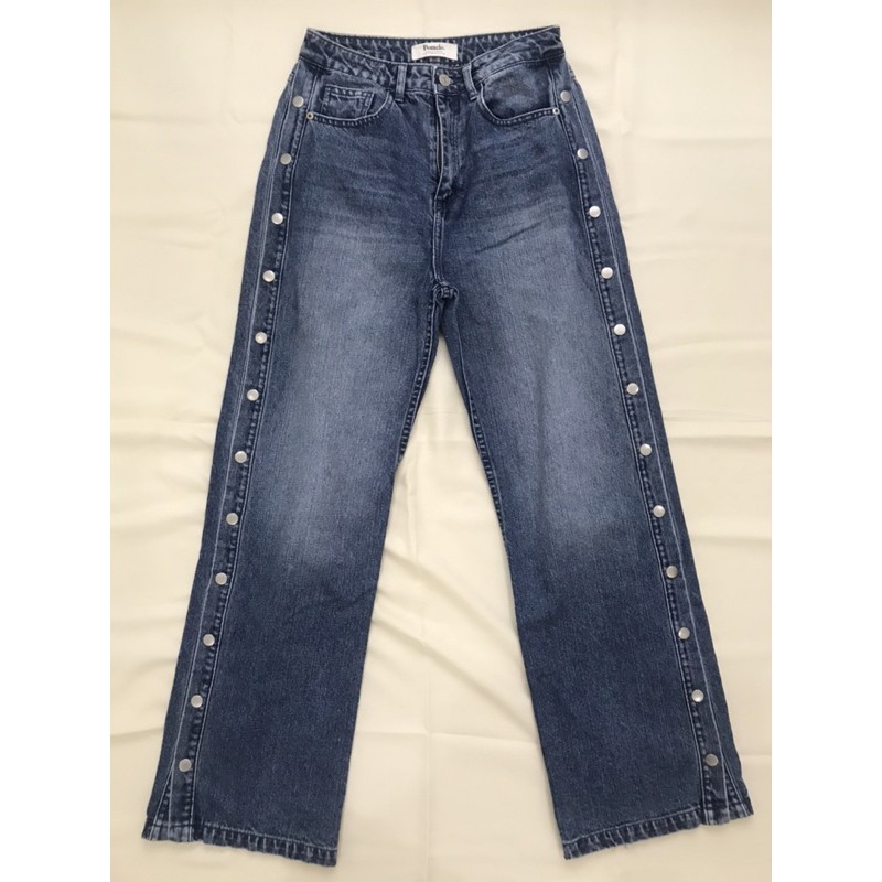 used-pomelo-side-button-straight-jeans