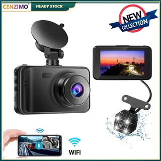 Full HD 1080P Dashcam กล้องบันทึกวิดีโอ Wifi 170 3 นิ้ว° กล้องติดรถยนต์ มุมกว้าง หน้าจอ LCD DVR เวอร์ชั่นกลางคืน G-Sensor WDR มอนิเตอร์จอดรถ บันทึกวิดีโอ ตรวจจับการเคลื่อนไหว กล้องแดชบอร์ดรถยนต์