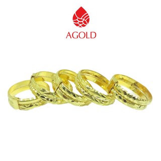ภาพขนาดย่อของภาพหน้าปกสินค้าAGOLD แหวนทองแท้ ลายแหวนคู่ แกะลาย หนักครึ่งสลึง ทองคำแท้ 96.5 จากร้าน agonline บน Shopee