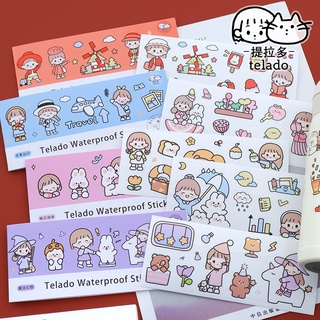 1 แพ็ค 4 แผ่น Telado สติกเกอร์ตัวการ์ตูนน่ารัก สติ๊กเกอร์กันน้ำ PET สติ๊กเกอร์ตกแต่ง DIY