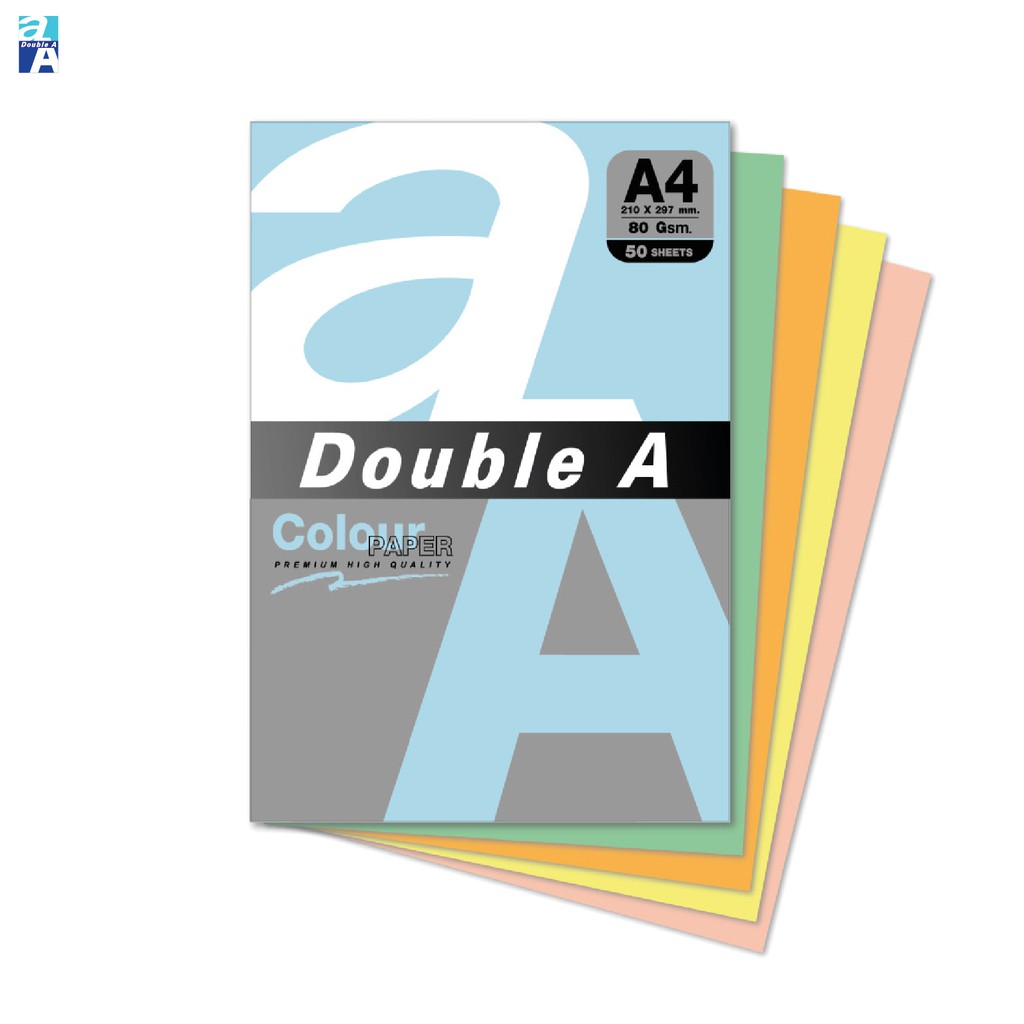 ภาพสินค้าDouble A กระดาษสี A4 หนา 80 แกรม จำนวน 50 แผ่น/แพ็ค จำหน่าย 1 แพ็ค จากร้าน double.a.shop บน Shopee ภาพที่ 2