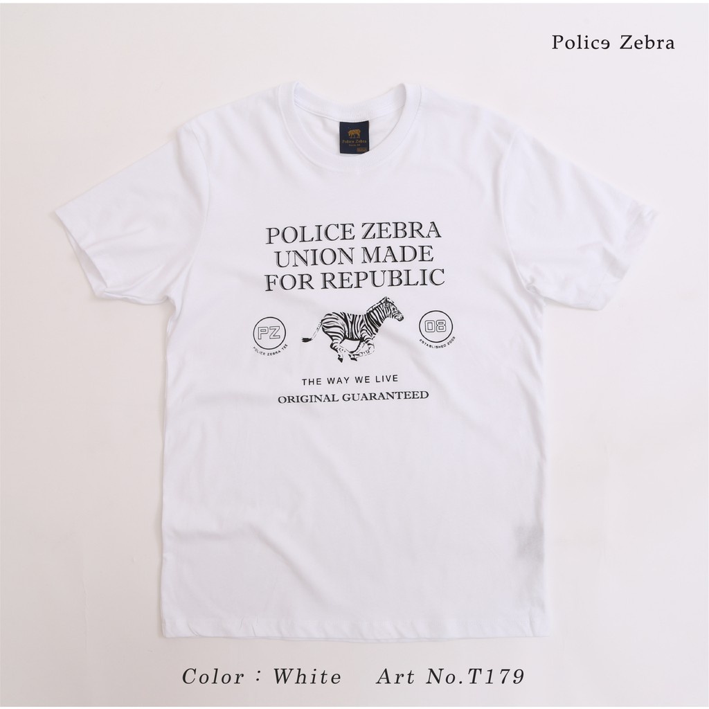 ผ้านุ่ม-police-zebra-เสื้อยืด-คอกลม-premium-cotton-100-ใส่ได้ทั้งผู้ชาย-ผู้หญิง-สีขาว-ดำ-กรม-t179