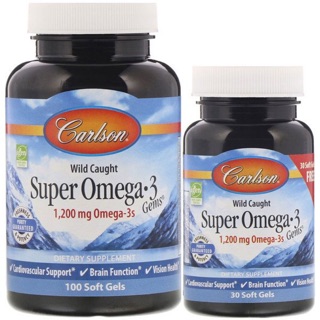 ✨pre order💫🇺🇸Carlson Labs, Wild Caught, Super Omega-3 Gems, 1,200 mg, 100 + 30 Soft Gels