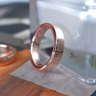 แหวนพิ้งค์ซิลเวอร์แท้ ชมพูทั้งตัวเรือน หน้าเรียบเงากว้าง 4 มิลลิเมตร (PSV01)