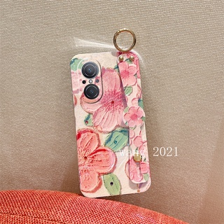 2022 New Casing Huawei Nova9 SE Nova 8i Honor X9 50 Lite 5G เคส Phone Case Fashion Shiny Rhinestone Flowers  Lens Protective Soft Case with Wristband Stand เคสโทรศัพท์