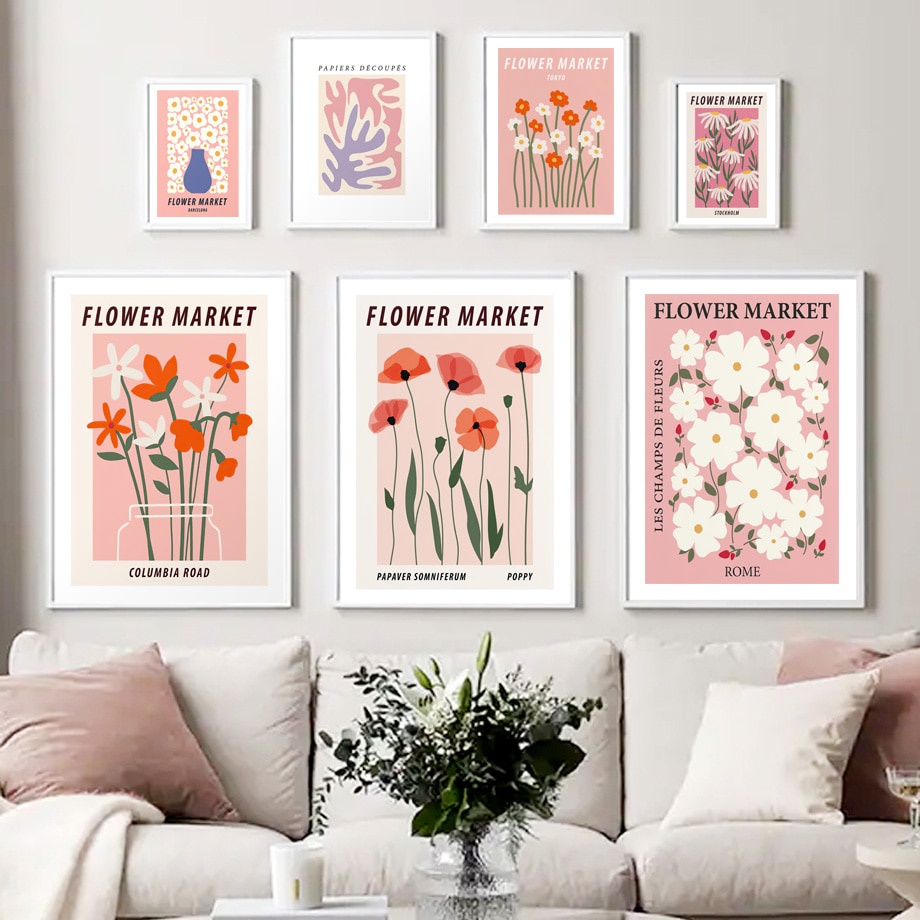 ภาพโปสเตอร์ดอกไม้ดอกไม้-abstract-peach-rose-poppy-ผ้าแคนวาสสําหรับตกแต่งผนังห้องนั่งเล่น