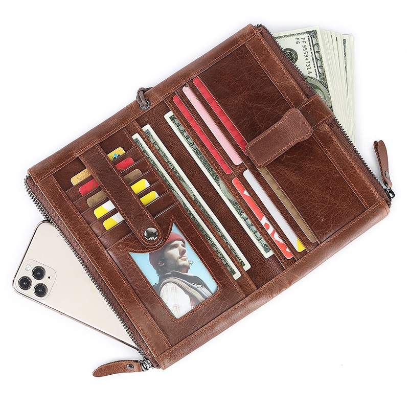 long-wallets-for-men-cowhide-leather-phone-bag