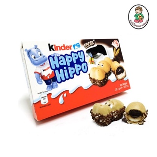 🔥สุดฮิต🔥Kinder Happy Hippo Cocoa Biscuits แฮปปี้ฮิปโป 5ชิ้น และ 1 ชิ้น 105 กรัม ขนมเวเฟอร์สอดไส้ครีมช๊อกโกแลต