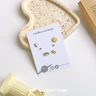 (กรอกโค้ด 72W5V ลด 65.-) earika.earrings - daytime set เซ็ตต่างหูก้านเงินแท้ คนแพ้ง่ายใส่ได้