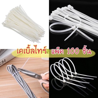 เคเบิ้ลไทร์ สี​ขาว NYLON CABLE TIE สายรัดพลาสติก สายรัด (หนวดกุ้ง) cabletie ถุงละ100เส้น ขนาด4" 6" 8" 10" 12" 14"