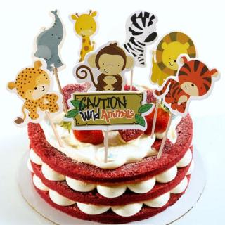 24pcs Safari Wildlife Animal Party Cupcake Topper Picks Cake Decoration Kids Birthday Animal Party Favor Party Supply