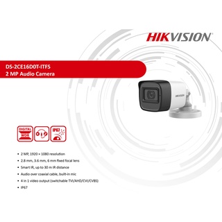 ภาพขนาดย่อของภาพหน้าปกสินค้าHIKVISION รุ่น DS-2CE16D0T-ITFS กล้องวงจรปิด 2 ล้าน บันทึกเสียงในตัว จากร้าน npcctv_security_system บน Shopee