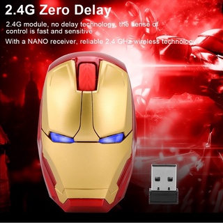 เมาส์เกมมิ่งไร้สาย 2.4G USB เสียงเงียบ ลาย Marvel Iron Man สําหรับคอมพิวเตอร์