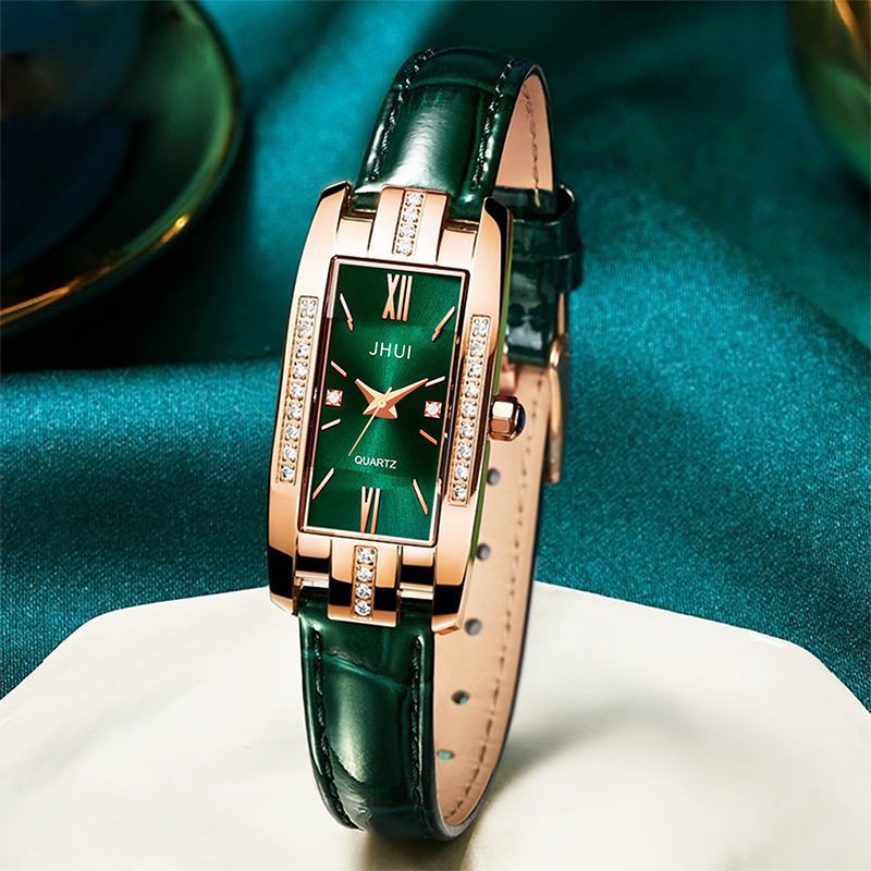 ภาพสินค้านาฬิกาข้อมือ ทรงสี่เหลี่ยม ขนาดเล็ก สีเขียว แบบเรียบง่าย สไตล์เรโทร สําหรับผู้หญิง จากร้าน dream001.th บน Shopee ภาพที่ 2