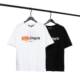 【hot sale】เสื้อยืดแขนสั้นผ้าฝ้ายพิมพ์ลาย Palm Angels แฟชั่นสําหรับผู้หญิง