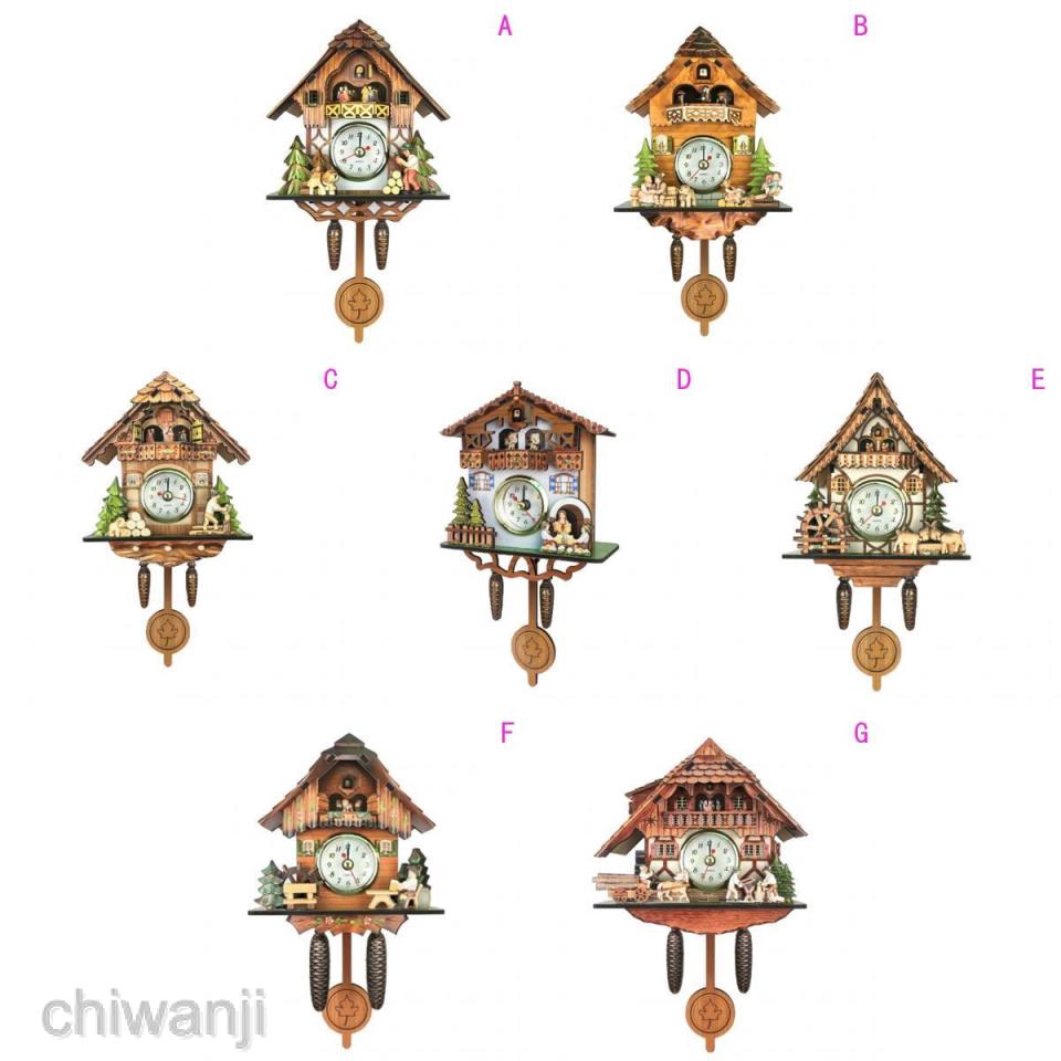 chiwanji-นาฬิกาติดผนังแขวนไม้โบราณวินเทจตกแต่งบ้าน
