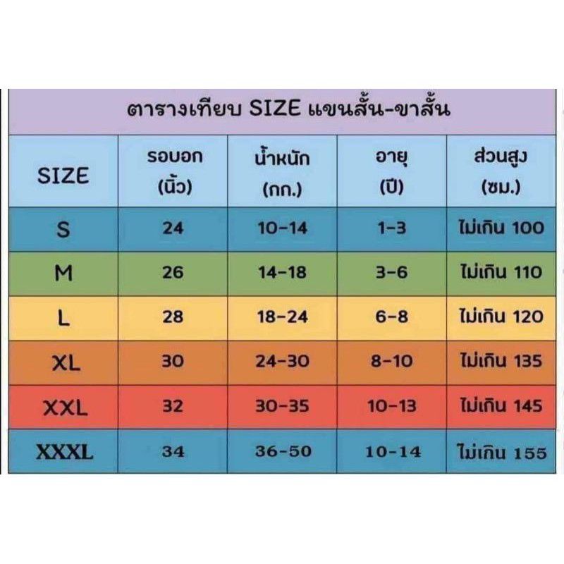 ชุดเด็กแขนสั้น-ไซต์-xl