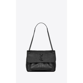 Brand new genuine YSL/Yves Saint Laurent NIKI medium soft crocodile embossed leather handbag