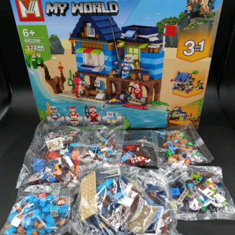 เลโก้-มายคราฟ-my-world-mg299-ชุด-บ้านพักตากอากาศ-3-in-1-ราคาถูก-พร้อมส่ง