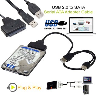 ภาพขนาดย่อของภาพหน้าปกสินค้าDual USB2.0 to 22pin SATA Cable Converter for 2.5 inch SATA Hard Disk Driver จากร้าน fmol. บน Shopee