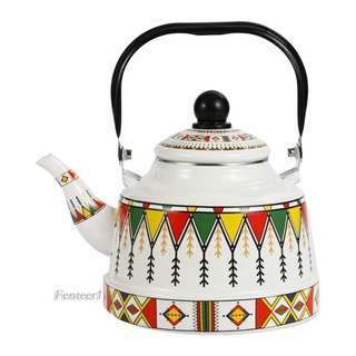 Vintage Enamel Tea Kettle Tableware 2.5L Hot Water Pot with Steel Handle