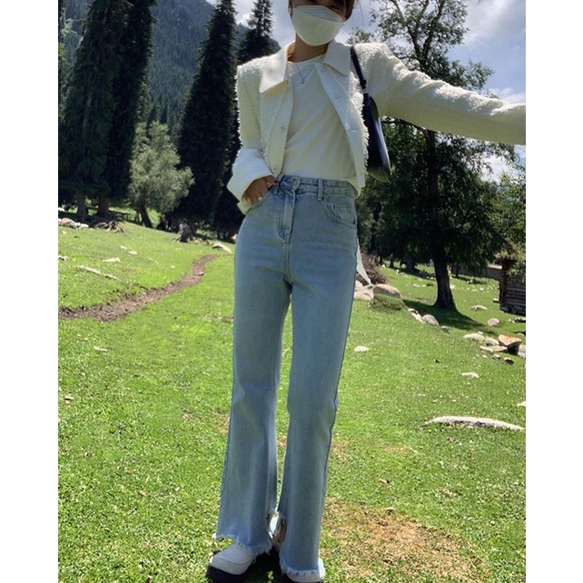 cpjgirlxx-eeyore-flared-jeans-sml-9-9-กางเกงยีนส์เอวสูง-ขาบาน-เกาหลี