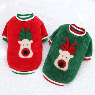 1Pc Adorable Pet Sweater Deer Face Design Christmas Style Warm Velvet Skin Friendly Two Legs Costume Clothing for Dog Pu