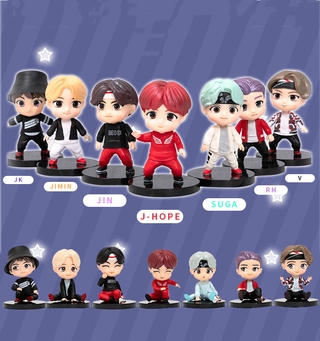 CHIBI ตุ๊กตาฟิกเกอร์ Kpop Bts Bulletproof Youth Group Tinytan 7 ชิ้น / ชุด