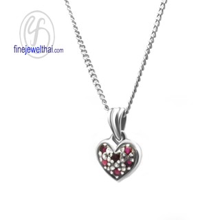 Finejewelthai จี้ทับทิม-จี้เงินแท้-จี้พลอย-พลอยประจำเดือนเกิด เดือนกรกฎาคม/ Ruby-Pendant-Silver-heart-P1010rb