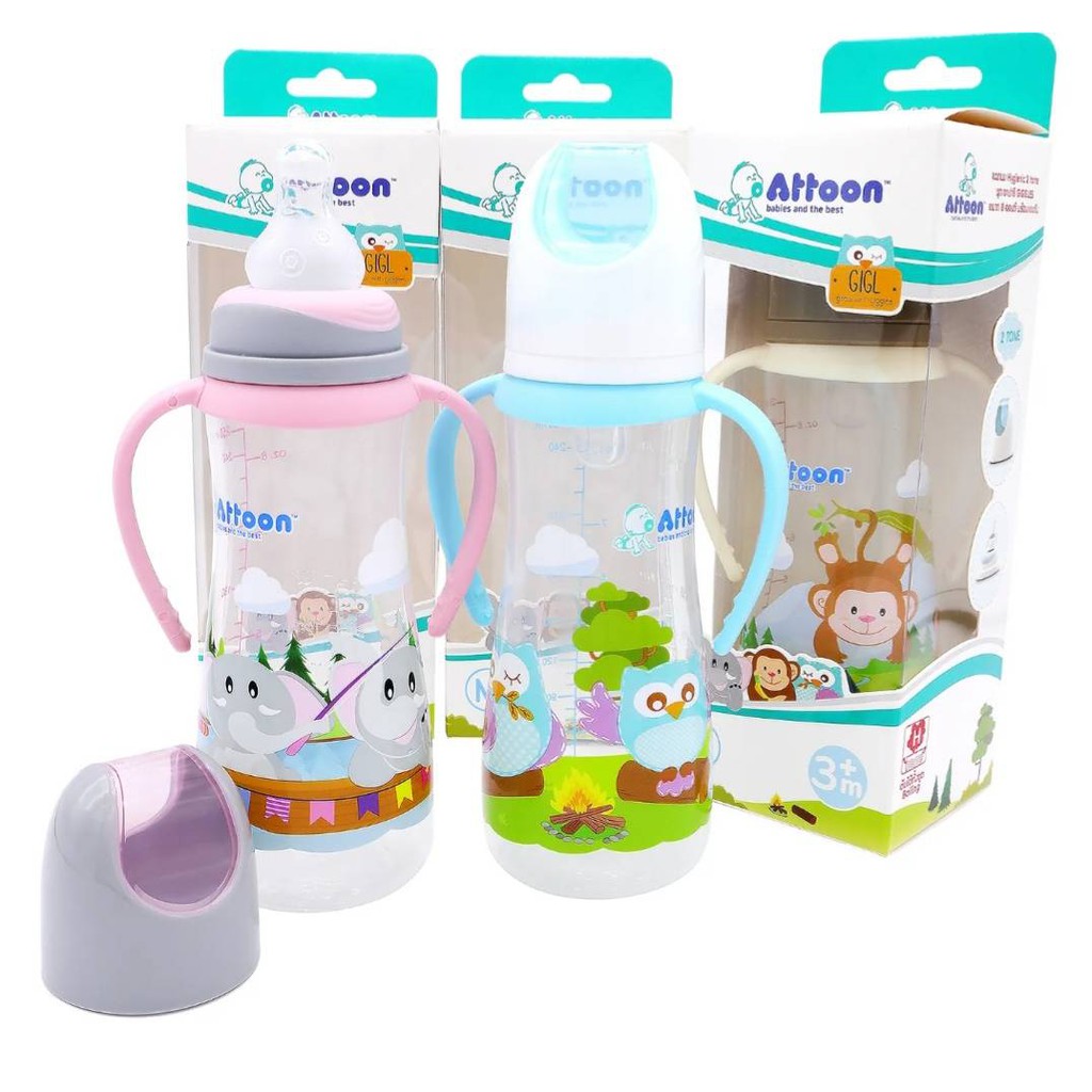 ภาพหน้าปกสินค้า(ลดเหลือ 45.- )ขวดนมเด็ก feeding Bottle with handle มีที่จับ ขนาด 8 ออนส์