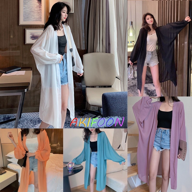 akifoon-พร้อมส่ง-เสื้อเชิ้ตผู้หญิงแขนยาว-แฟชั่นสไตร์เกาหลี-เสื้อเชิ้ตชีฟอง-เสื้อผ้าบาง-สําหรับผู้หญิง-เสื้อป้องกันแสงแดด