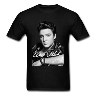 เสื้อยืดวงดนตรีElvis Presley เสื้อยืดลําลอง สําหรับผู้ชาย แขนสั้น พิมพ์ลายวงร็อค N Roll Hop สีดําall size