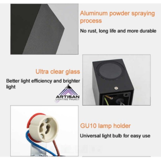 โคมไฟติดผนังภายนอก-wall-lamp-outdoor-gu10x2-up-amp-down-light-outdoor-black-powder-coated-อลูมิเนียมหล่อสีด