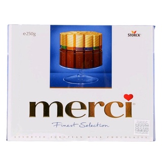 ช็อกโกแลตนม 4 สไตล์ ห่อด้วยกระดาษทอง Merci 4 Varieties Blue Chocolate ...