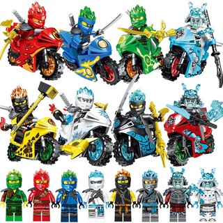 8PCS Ninja Series Motorcycle Minifigures with Moto Building Blocks Kids Gift Children Diy Bricks Toy for Boy Ninja