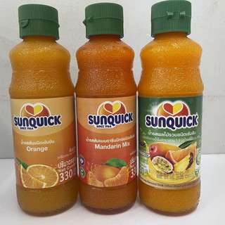 (มี 3 รสชาติ) Sunquick น้ำรสส้มชนิดเข้มข้น 330 มล. (ขวดแก้ว)
