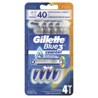 สินค้า Gillette ยิลเลตต์  บลูที Blue3  COMFORTด้าม มีดโกนหนวด พร้อมใบมีด 4 ชิ้น
