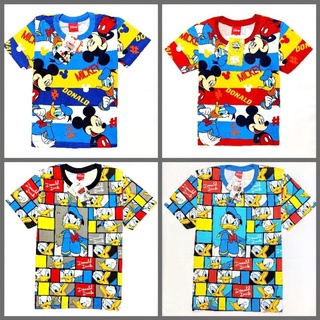 เสื้อยืดเด็ก ผ้าพิมพ์ลาย มิกกี้เมาส์ Mickey mouse, โดนัลดั๊ก Donal Duck, โดเรม่อน Doraemon (ลิขสิทธิ์)