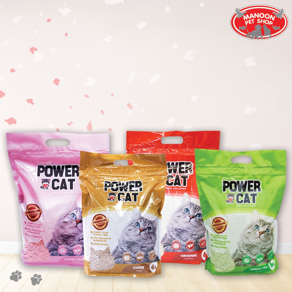 รูปภาพสินค้าแรกของPower Cat Tofu Cat Litter 6L ทรายแมวเต้าหู้ ขนาด 6 ลิตร (Originnal,GreenTea,Coffee,HoneyPeach)