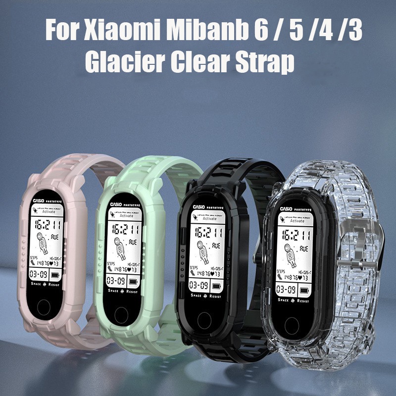 สำหรับ-xiaomi-mi-band-miband-7-6-5-4-3-สายรัดซิลิโคนใสสายรัดข้อมือ-กลาเซียร์เคลียร์แบนด์