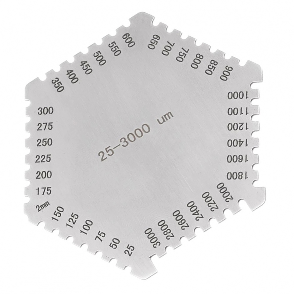 หวีสเตนเลส-เกจวัดความหนา-แบบหกเหลี่ยม-สําหรับฟิล์มเปียก-25-3000um