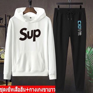 BK390-LONG+AA348 แฟชั่นกันหนาว เสื้อกันหนาวมีหมวก+กางเกงวอร์ม  ชุดเสื้อผ้าหน้าหนาว ชุดเซ็ทเสื้อฮุ้ต