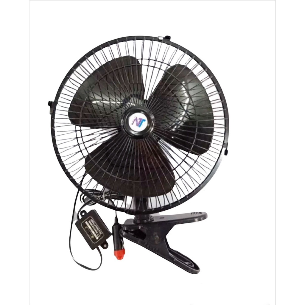 car-fan-ขนาด-8-นิ้ว-24v-12vพัดลมติดในรถยนต์-ชนิดหนีบ-สำหรับรถใหญ่ทุกชนิด-รถบัส-รถ-10-6-ล้อ-สีฟ้า-สีดำ-ช่วยให้เย็นสบาย