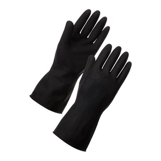 ถุงมือยาง 10 นิ้ว สีดำ (ขายเป็นคู่)