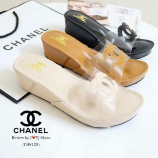 รองเท้า STYLE CHANEL ด้านหน้าเป็นพลาสติกใสนิ่ม ประดับLOGO CC