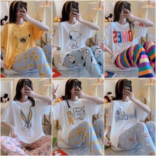 💥พร้อมส่ง💥ชุดนอนเสื้อคอกลม-กางเกงขายาว​ มีทั้งหมด​ 6 แบบ